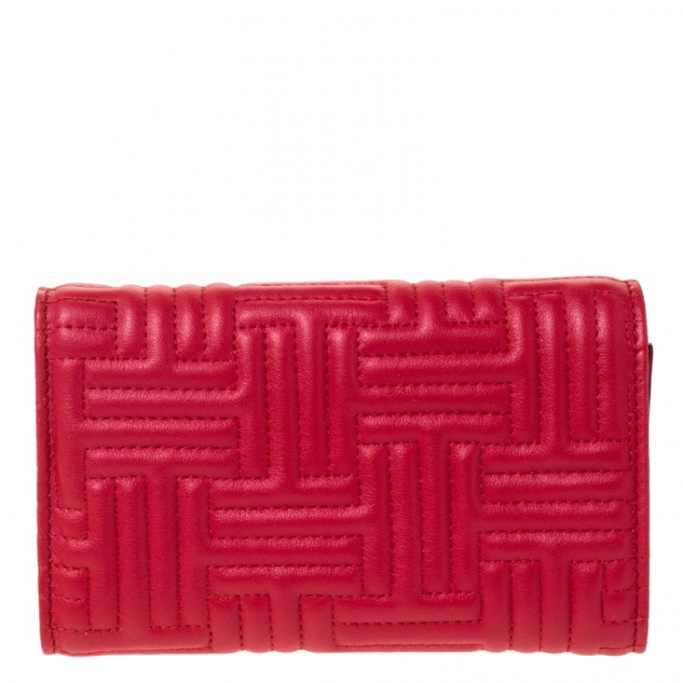 Pre Owned Tod's Red Leather Trifold Wallet