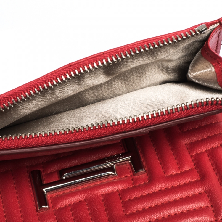 Pre Owned Tod's Red Leather Trifold Wallet