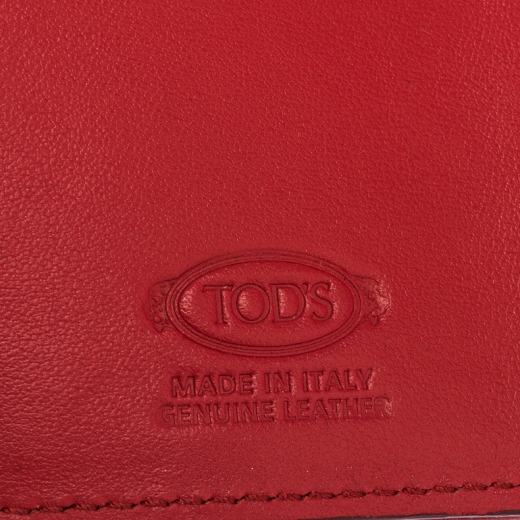 Pre Owned Tod's Red Leather Trifold Wallet