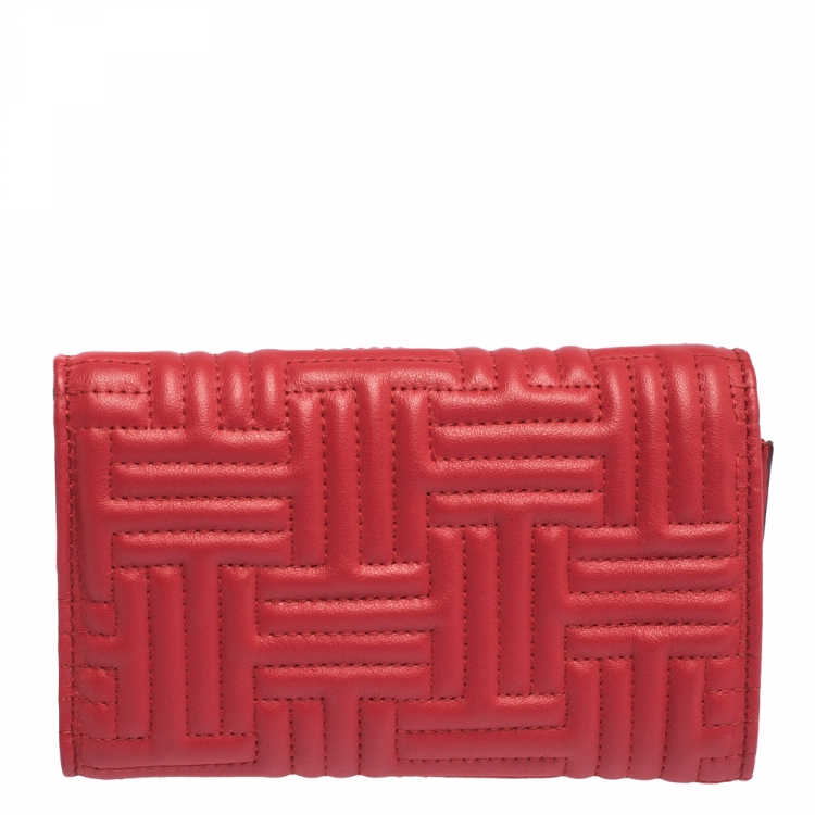 Pre Owned Tod's Red Leather Trifold Wallet