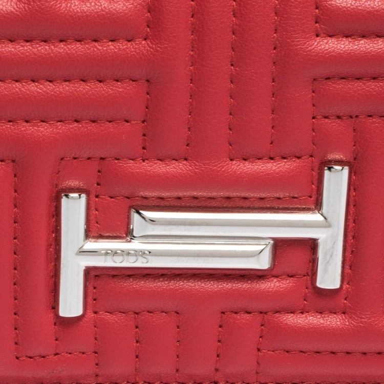 Pre Owned Tod's Red Leather Trifold Wallet