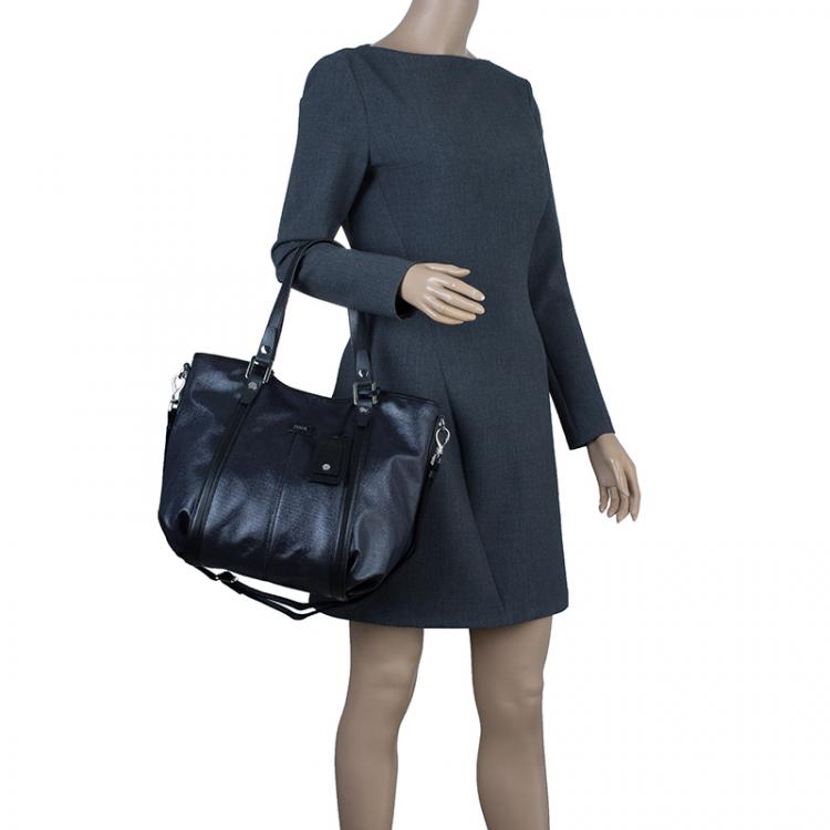 مملوكة مسبقًا Tod's Black Coated Canvas Medium Sacca Tote Bag