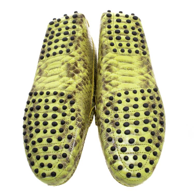 Pre Owned Tod's Two Tone Python Leather Double T Loafers Size 39