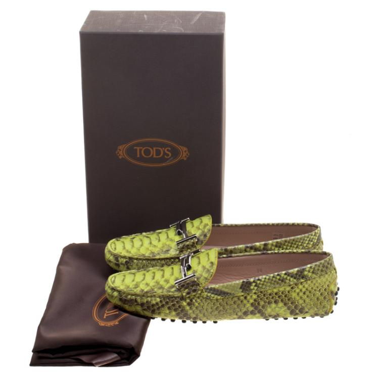 Pre Owned Tod's Two Tone Python Leather Double T Loafers Size 39