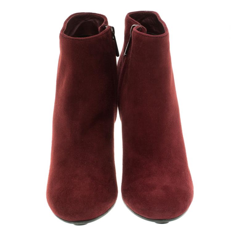 Pre Owned Tod's Burgundy Suede Ankle Boots Size 39