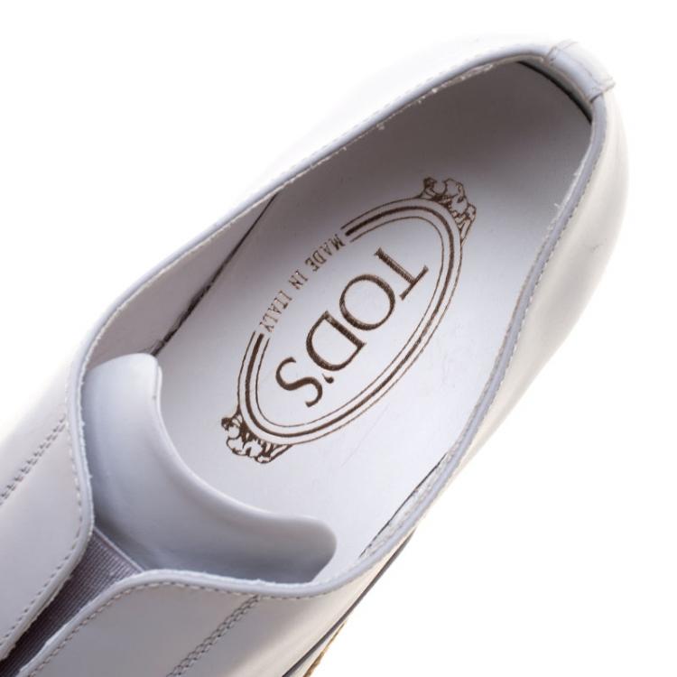 Pre Owned Tod's Grey Leather Francesina Espadrille Slip On Sneakers Size 39.5