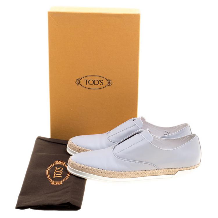 Pre Owned Tod's Grey Leather Francesina Espadrille Slip On Sneakers Size 39.5