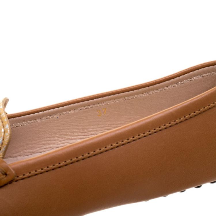 Pre Owned Tod's Two Tone Embossed Python Leather Horsebit Loafers Size 37
