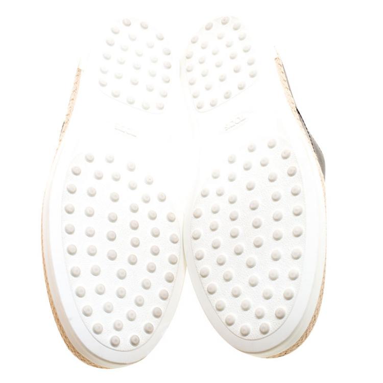 مملوكة مسبقًا Tod's Black Leather Francesina Espadrille Slip On Sneakers Size 39