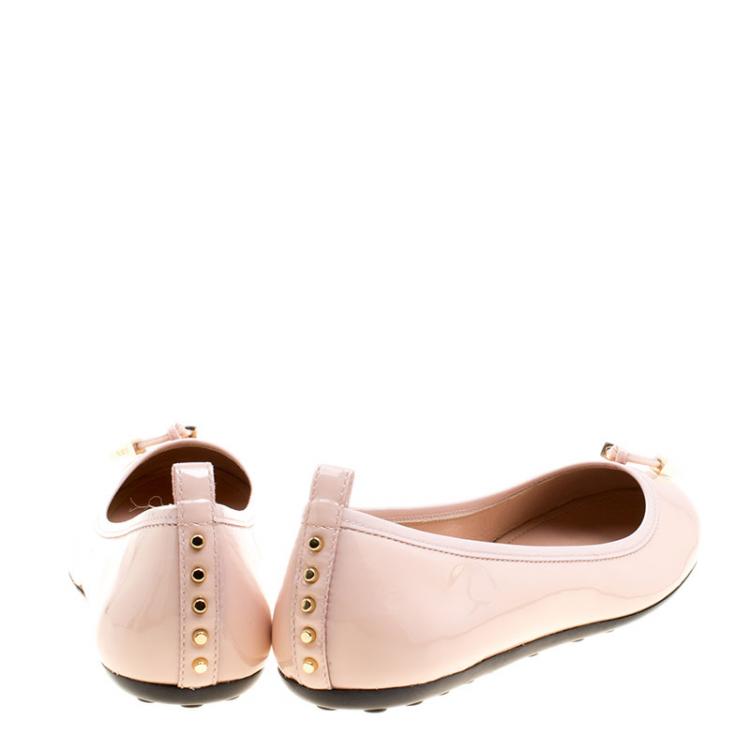 Pre Owned Tod's Blush Pink Leather Studded Ballet Flats Size 40