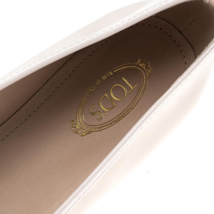 Pre Owned Tod's Blush Pink Leather Studded Ballet Flats Size 39