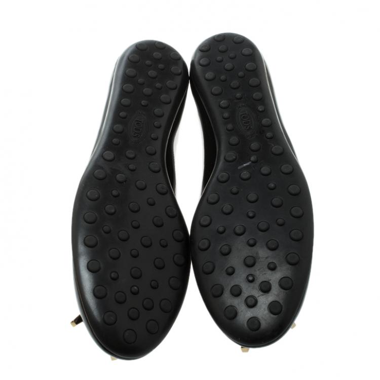 Pre Owned Tod's Black Patent Leather Studded Ballet Flats Size 38