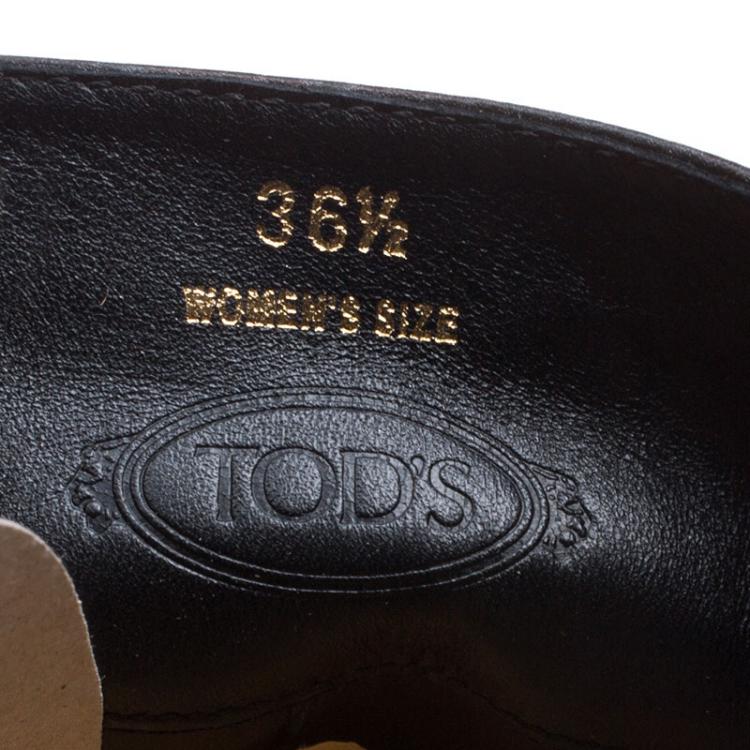 Pre Owned Tod's Black Leather Block Heel Buckle Tall Boots Size 36.5