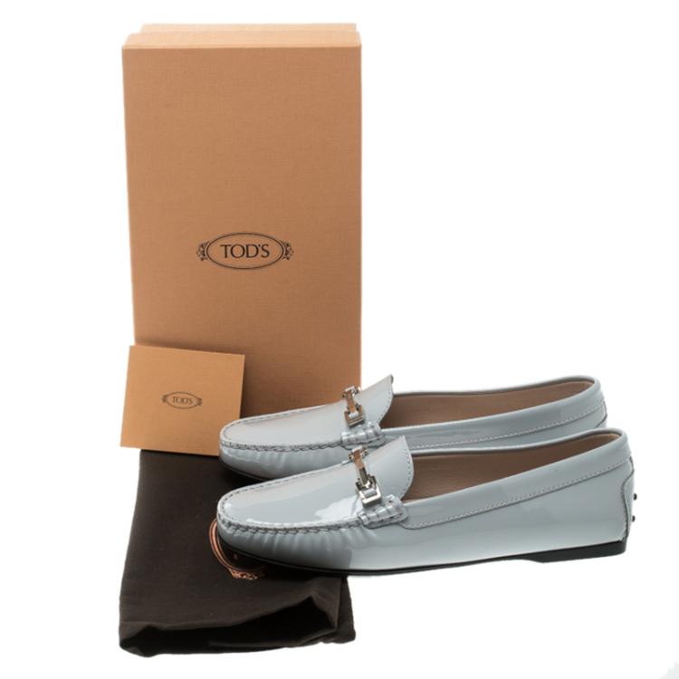 Pre Owned  Tod's Grey Patent Leather Horsebit Loafers Size 40