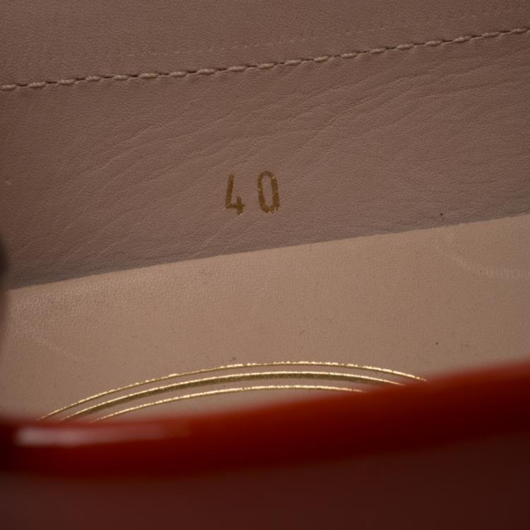 Pre Owned Tod's Orange Patent Leather Horsebit Loafers Size 40