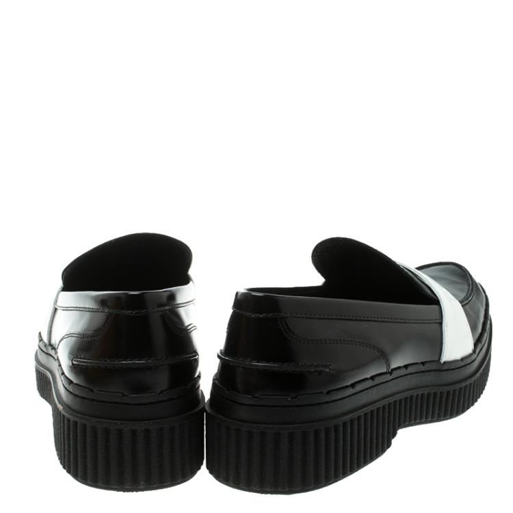 Pre Owned Tod's Black Leather Platform Penny Loafers Size 39