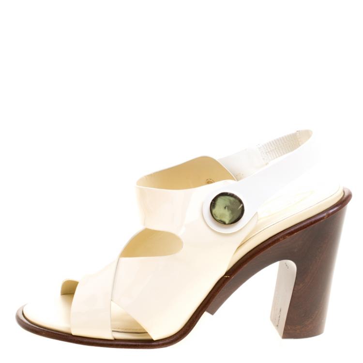 Pre Owned Tod's Cream Leather Cross Strap Slingback Sandals Size 39.5
