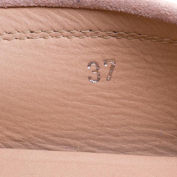 Pre Owned Tod's Blush Pink Suede Double T Buckle Loafers Size 37