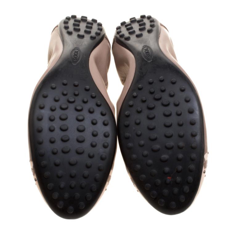 Pre Owned Tod's Two Tone Leather Scrunch Ballet Flats Size 39.5