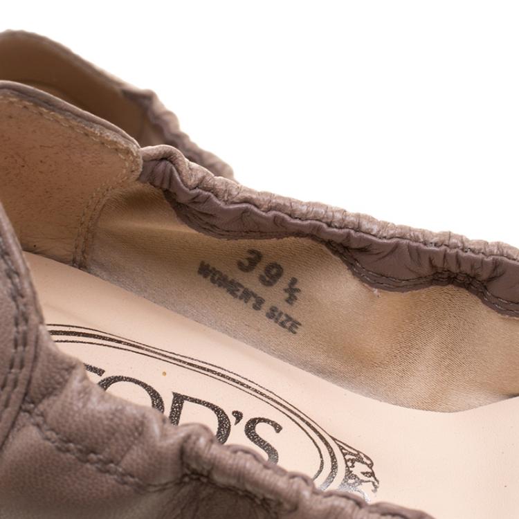 Pre Owned Tod's Two Tone Leather Scrunch Ballet Flats Size 39.5