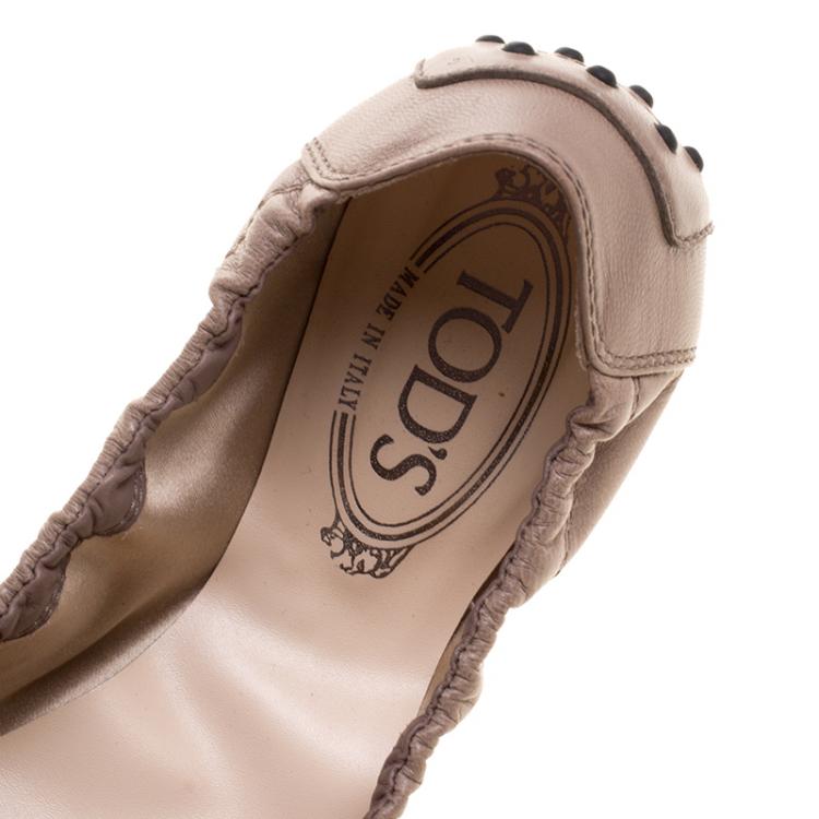 Pre Owned Tod's Two Tone Leather Scrunch Ballet Flats Size 39.5