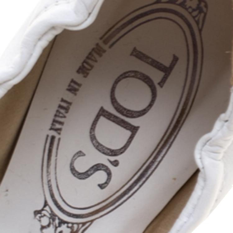 Pre Owned Tod's Two Tone Leather Buckle Detail Scrunch Ballet Flats Size 37