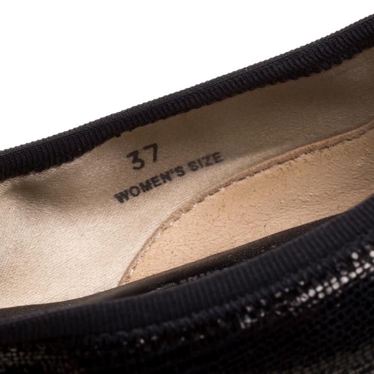 Pre Owned Tod's Black Textured Leather Scrunch Ballet Flats Size 37