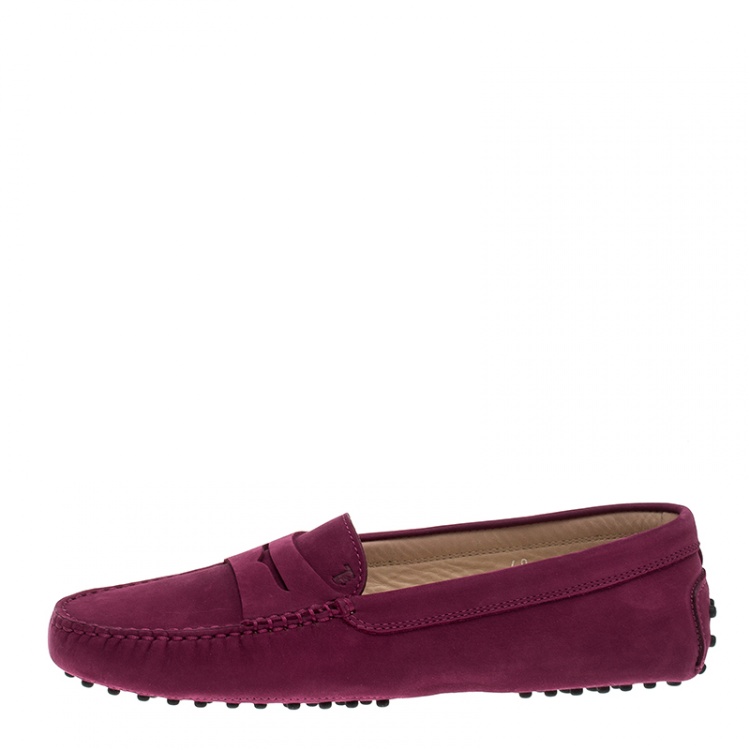 Pre Owned Tod's Purple Suede Penny Loafers Size 40
