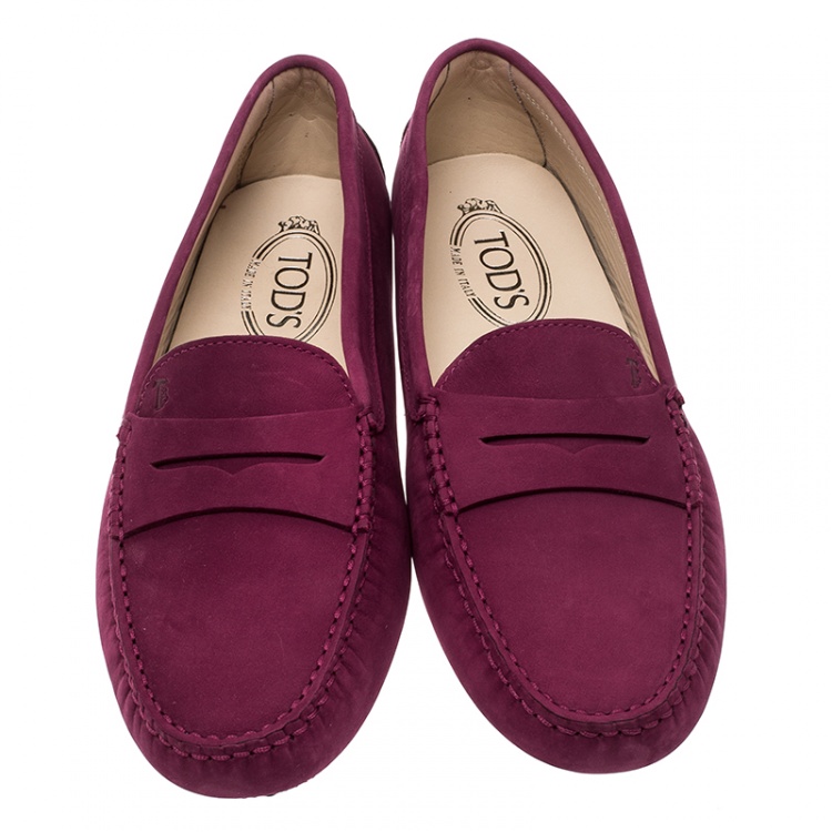 Pre Owned Tod's Purple Suede Penny Loafers Size 40