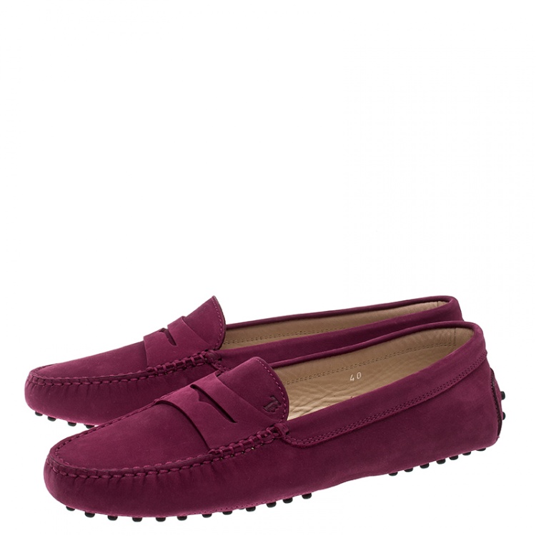 Pre Owned Tod's Purple Suede Penny Loafers Size 40