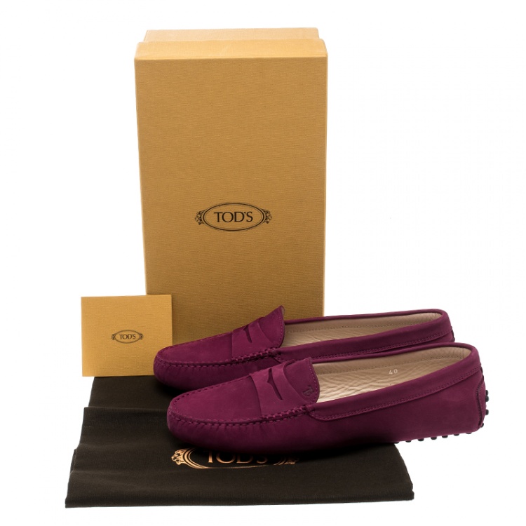 Pre Owned Tod's Purple Suede Penny Loafers Size 40