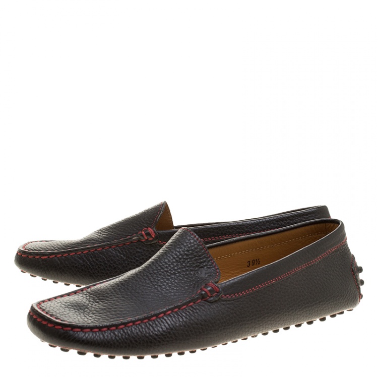 Pre Owned Tod's for Ferrari Black Leather Moccasins Size 39.5