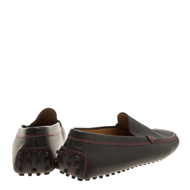 Pre Owned Tod's for Ferrari Black Leather Moccasins Size 39.5