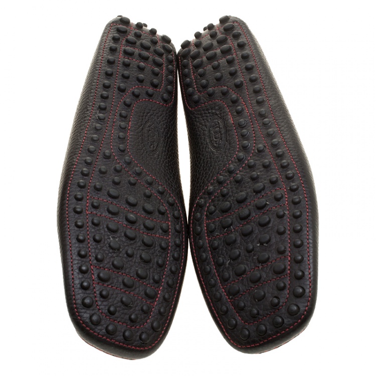 Pre Owned Tod's for Ferrari Black Leather Moccasins Size 39.5