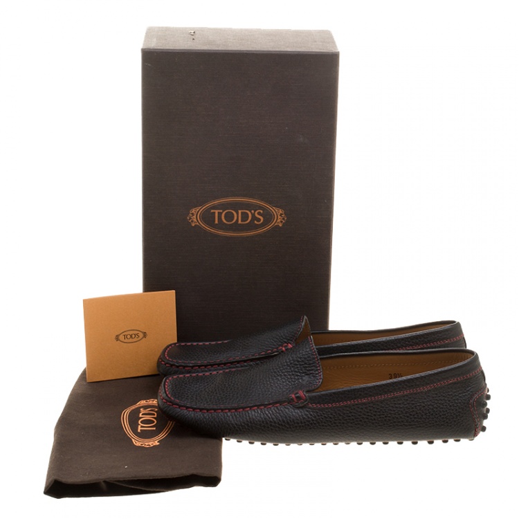 Pre Owned Tod's for Ferrari Black Leather Moccasins Size 39.5