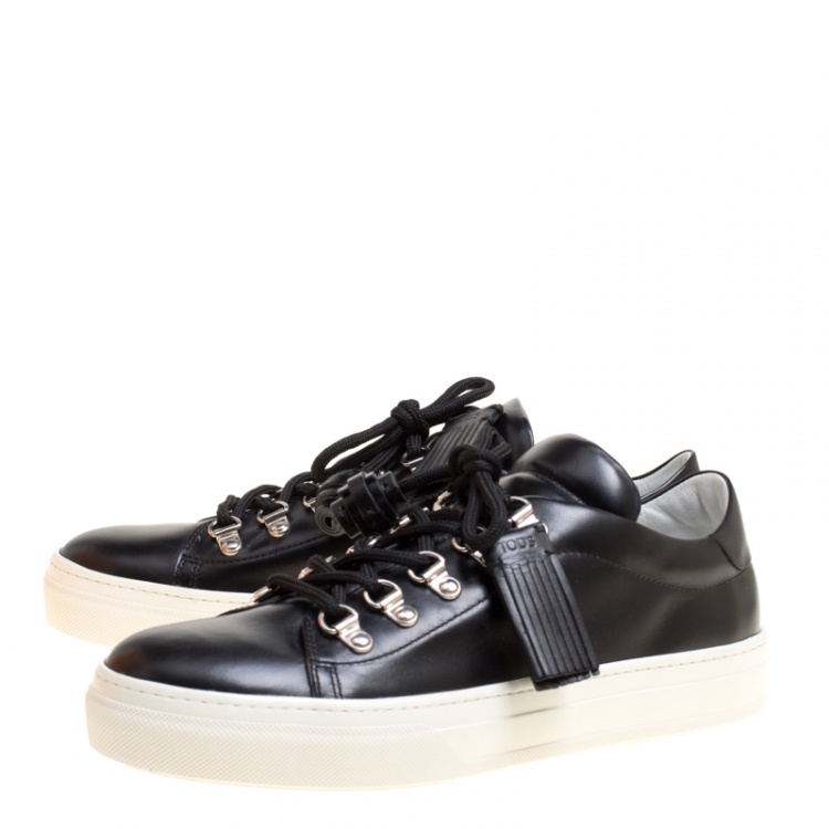 Pre Owned Tod's Black Leather Sportivo Ganci Lace Up Sneakers Size 40