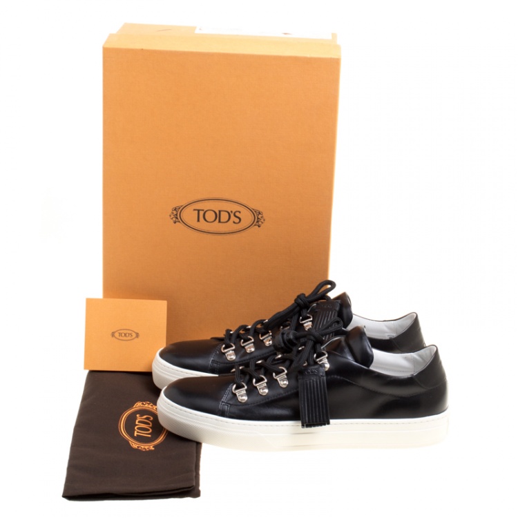Pre Owned Tod's Black Leather Sportivo Ganci Lace Up Sneakers Size 40