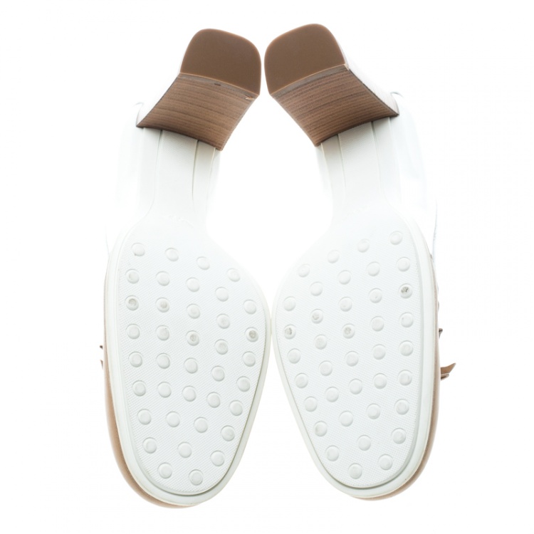 مملوكة مسبقًا Tod's Two Tone Leather Bow Loafer Pumps Size 39.5