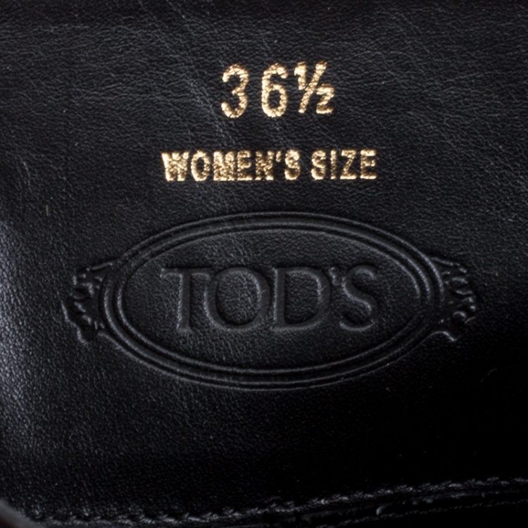 Pre Owned Tod's Black Leather Block Heel Buckle Tall Boots Size 36.5
