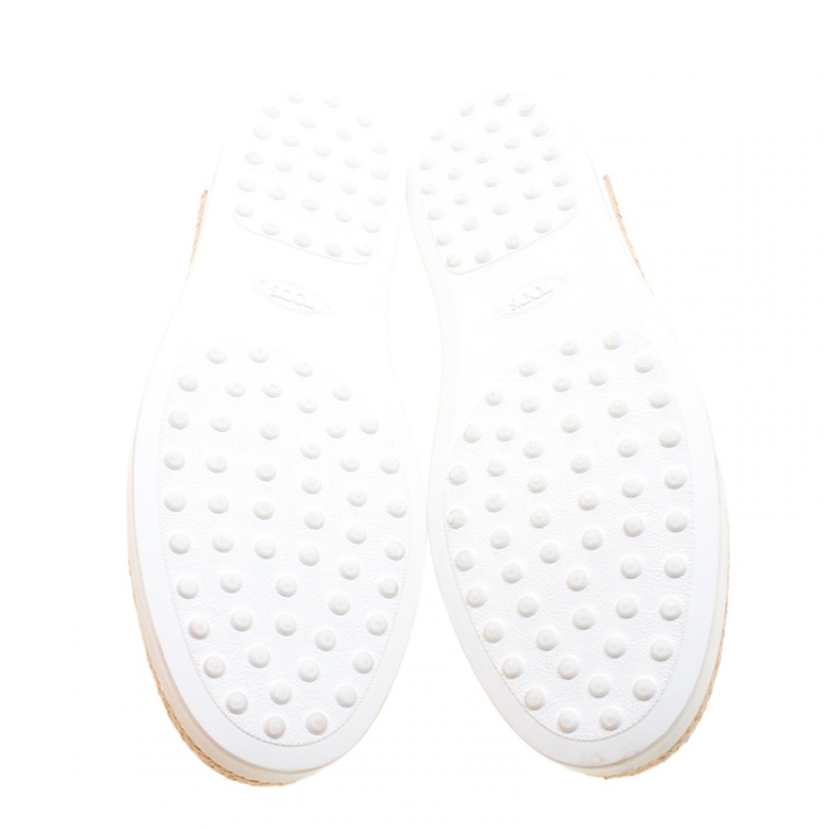 Pre Owned Tod's Metallic Gold Leather Pantofola Espadrille Slip On Sneakers Size 39