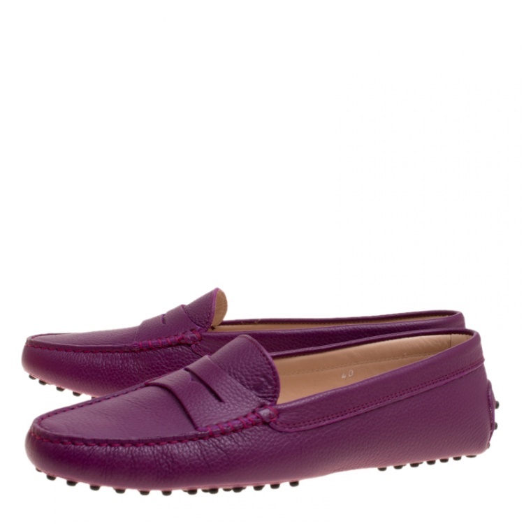 purple penny loafers