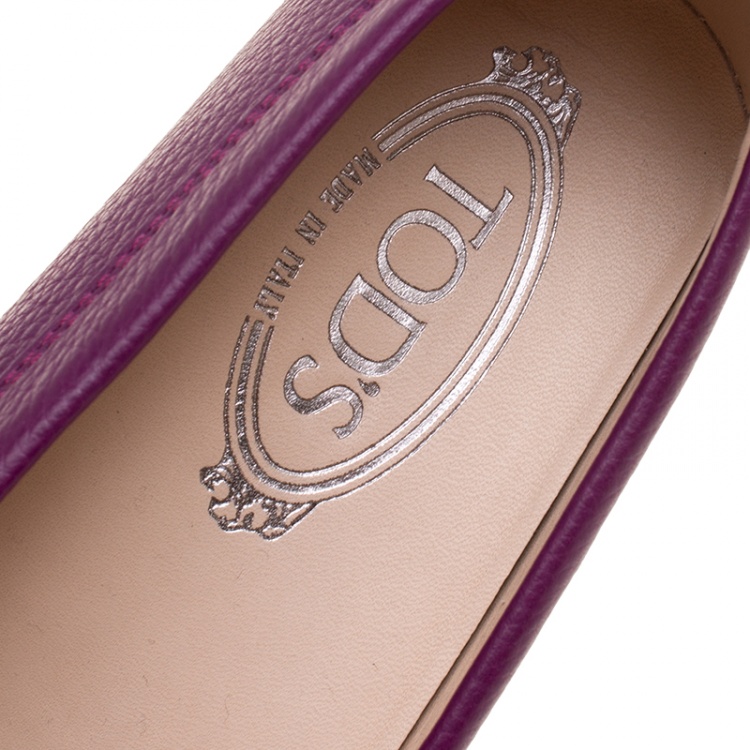 Pre Owned Tod's Purple Leather Penny Loafers Size 40