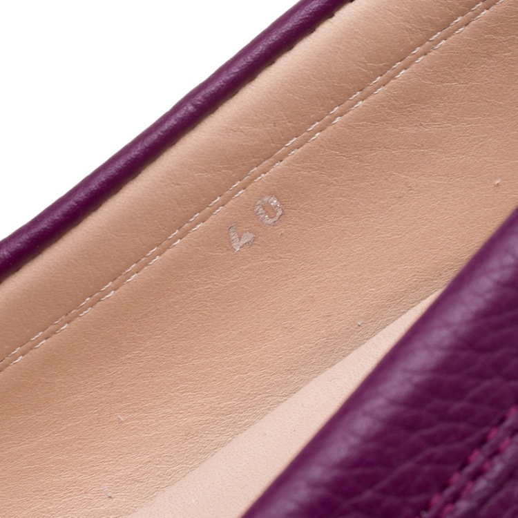 Pre Owned Tod's Purple Leather Penny Loafers Size 40