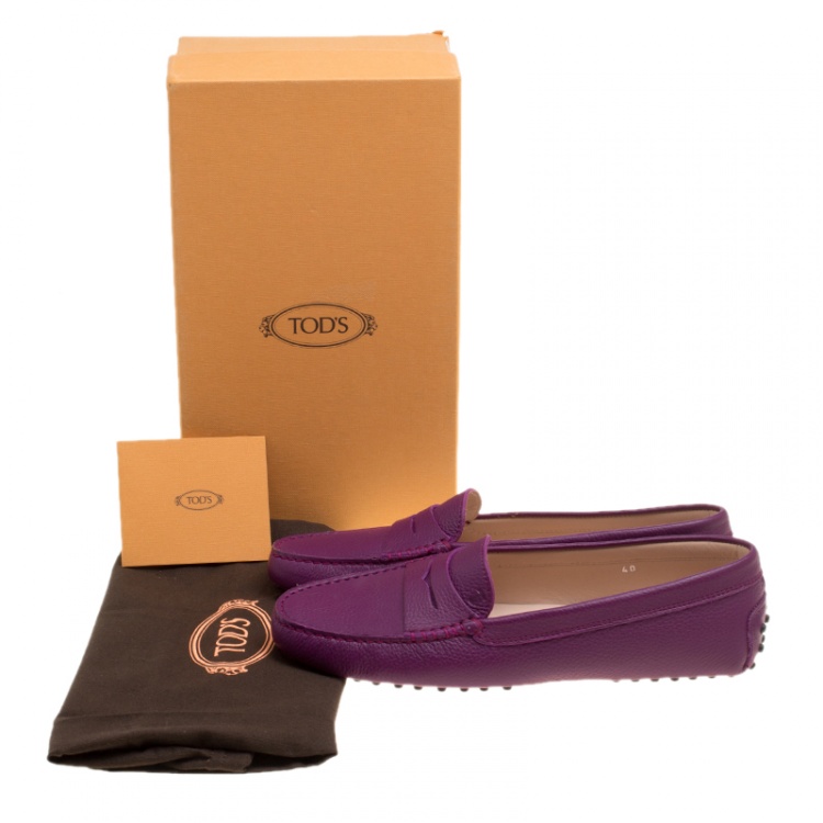 Pre Owned Tod's Purple Leather Penny Loafers Size 40