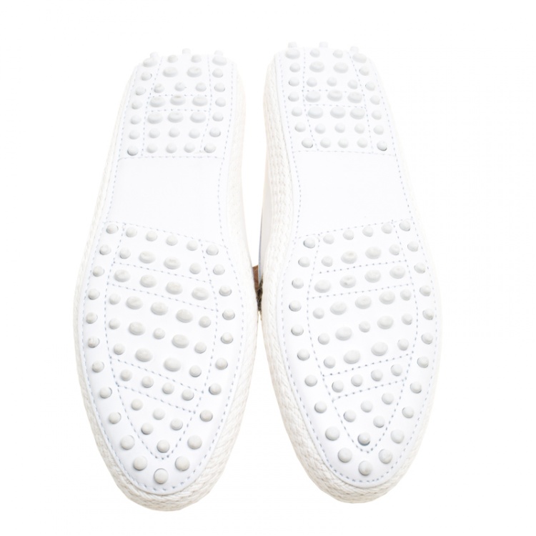 Pre Owned Tod's Two Tone Python and Leather Espadrille Loafers Size 39.5