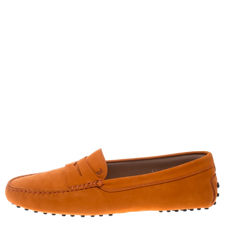 Pre Owned Tod's Orange Suede Penny Loafers Size 41