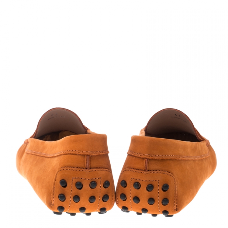 Pre Owned Tod's Orange Suede Penny Loafers Size 41