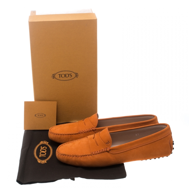 Pre Owned Tod's Orange Suede Penny Loafers Size 41