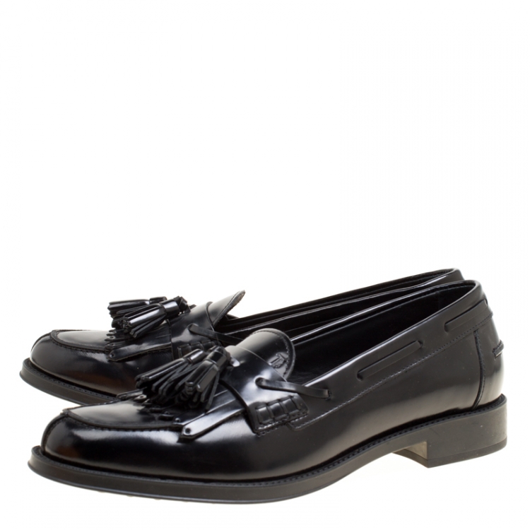 Black Leather Tassel Detail Loafers Size 39 Tod's | TLC