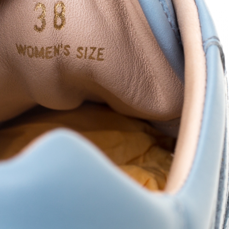 Pre Owned Tod's Sky Blue Leather Double Buckle Sneakers Size 38